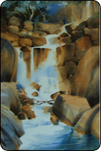 watercolor waterfall blues, browns